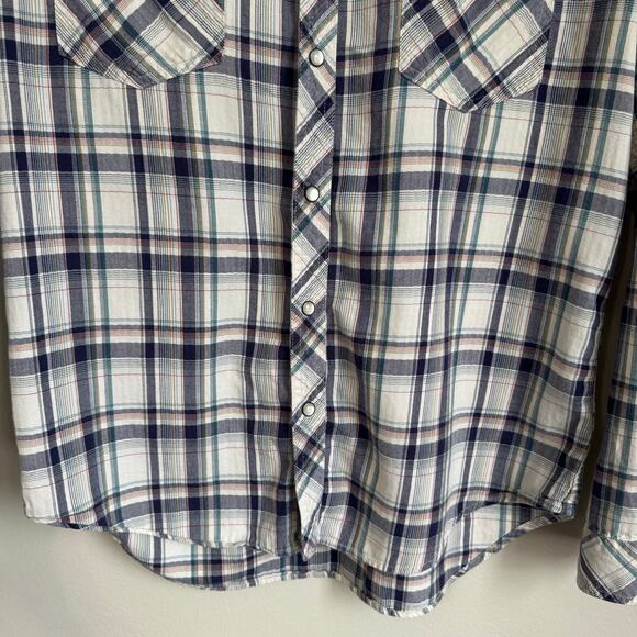 Tecovas Men's Shirt Medium Plaid Pearl Snap Button Down Western Cowboy Rodeo - Picture 5 of 14